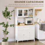Armário de Arrumação Alto com 5 Portas Prateleiras Ajustáveis para Micro - Ondas 100x40x180 cm Branco e Madeira