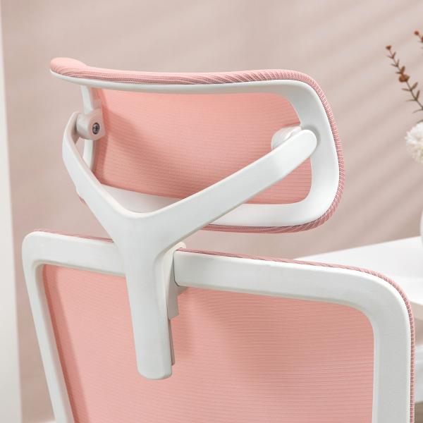 Cadeira de Escritório Giratória de Malha Cadeira de Escritório Basculante com Encosto Alto 62x58x120 - 133 cm Rosa