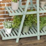 Suporte de Madeira para Plantas de 3 Níveis Prateleira Decorativa de Plantas para Interior Exterior 46x26x76cm Verde