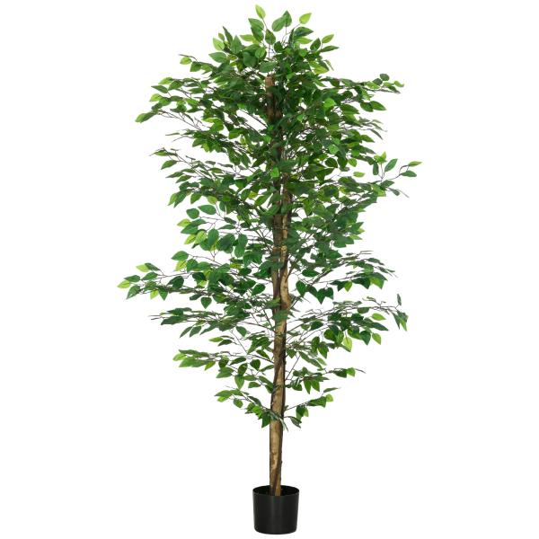 Planta Figueira Artificial com Tronco Realista 180 cm Vaso e 1260 Folhas Decoração para Casa Verde