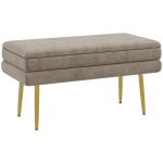 Banco Pé de Cama 30L Banco com Armazenamento para Dormitório Estofado em Veludo 79,5x37,5x43 cm Bege