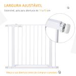 Barreira de Segurança para Cães Animais de Estimação 75 - 96cm para Escadas Portas e Corredores com Fechamento Automático Altura 76cm Branco