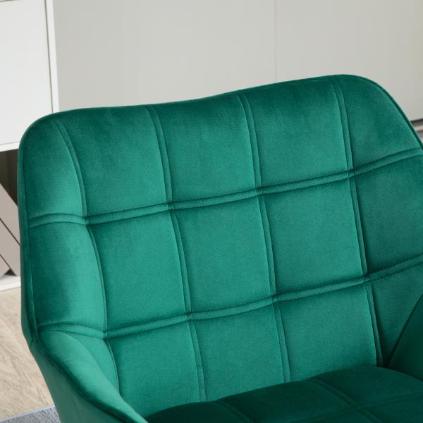 Poltrona Moderna de Sala Estofada em Veludo com Pés de Madeira Cadeira Relax para Sala de Estar Verde