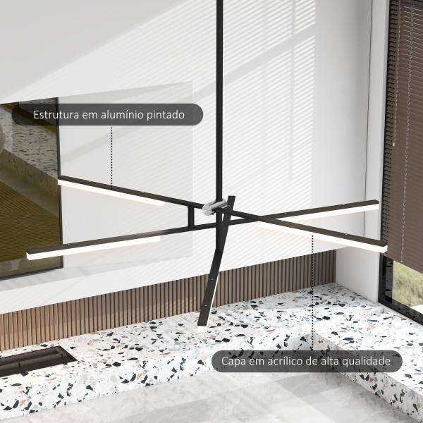 Candeeiro Suspenso Moderno Candeeiro de Teto LED com Ângulo de Luz Ajustável Pantalla de Acrílico Ø100x79 cm Preto