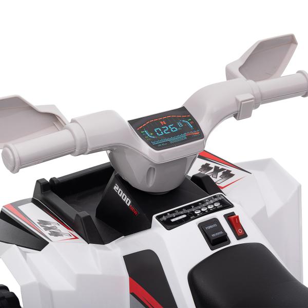 Quadriciclo Elétrico para Crianças Veículo Elétrico a Bateria de 6V com Velocidade de 2,5 km/h 70x41,5x48,5 cm Branco