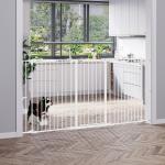 Barreira para Cães de Aço Barreira de Segurança para Animais de Estimação Dobrável de 3 Painéis Duplo Fechamento 206x90 cm Branco