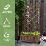 Floreira com Treliça de Madeira Caixa de Plantio com Suporte para Plantas Trepadeiras 60x30x122,5cm Marrom