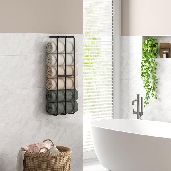 Toalheiro de Casa de Banho Toalheiro de Parede com 3 Barras e Estrutura de Metal Suporte para Toalhas 21x12x74 cm Preto