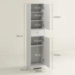 Coluna Casa de Banho com 2 Portas Arqueadas Gaveta e Prateleiras Ajustáveis Armário Alto Casa de Banho 40x29,5x170 cm Branco com Veios