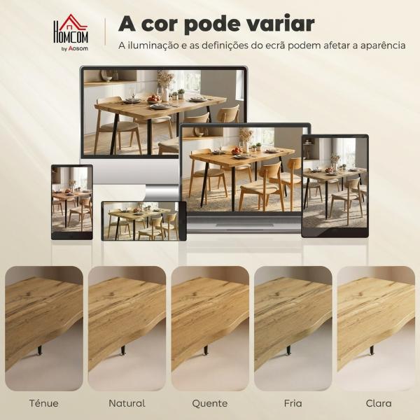 Mesa de Jantar Nórdica para 4 Pessoas, Tampo Espesso e Bordos Curvos, 110x70x75 cm, Carvalho