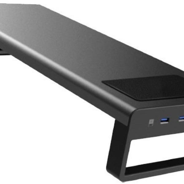 Suporte de Elevação p/ Monitores Planos c/ USB 3.0 e Carregador Wireless (Preto) - IGGUAL