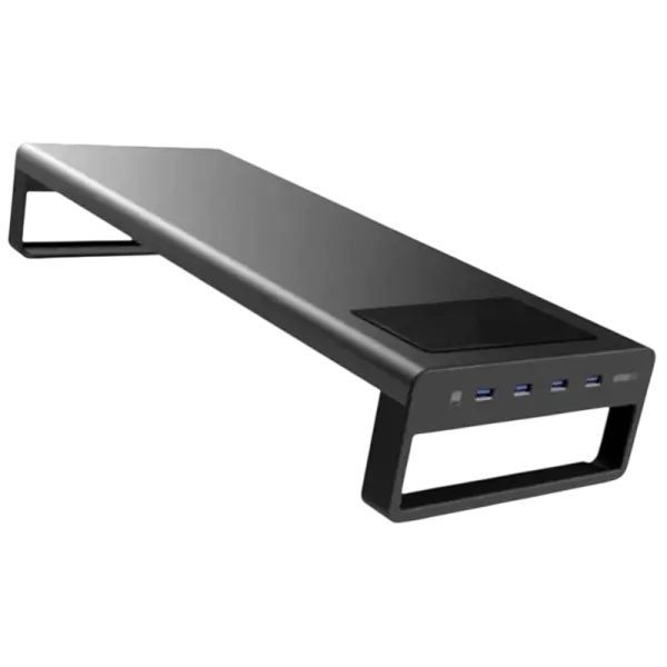 Suporte de Elevação p/ Monitores Planos c/ USB 3.0 e Carregador Wireless (Preto) - IGGUAL