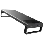 Suporte de Elevação p/ Monitores Planos c/ USB 3.0 e Carregador Wireless (Preto) - IGGUAL