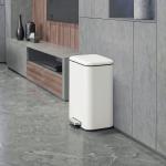 Caixote do Lixo de Cozinha 20 L em Aço Galvanizado com Tampa de Fecho Suave Pedal Balde Interior Amovível e Acabamento Anti - impressões Digitais Creme