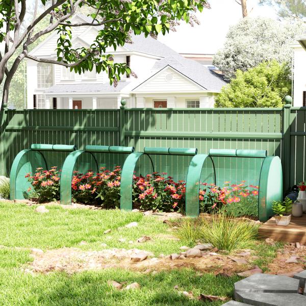 Estufa Pequena para Jardim, Cultivo de Plantas, com 4 Janelas Enroláveis, 400x100x80 cm, Verde