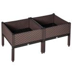 Conjunto de 2 Floreiras de Exterior Quadradas Elevadas Combinação Livre Floreiras para Jardim 50x50x46,5 cm Marrom