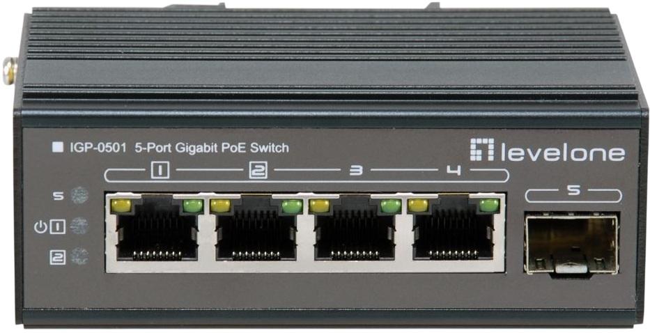 Switch Industrial 5 Portas 10/100/1000Mbps IGP - 0501 - LEVEL ONE