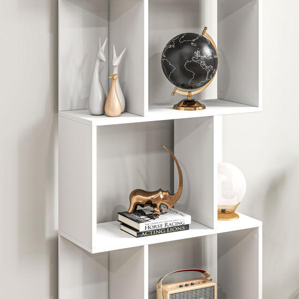 Estante de 5 Níveis em Forma de S com 10 Prateleiras para Quarto Escritório Sala 60x24x184,5 cm Branco