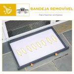 Coelheira de Madeira Gaiola para Coelhos com Teto Rebatível Escada e Bandeja Amovível para Exterior 197x49x86 cm Cinza