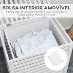 Cesto de Roupa de Bambu Cesto Roupa Suja Capacidade 55L com Bolsa Amovível Forma Retangular 50x36x60 cm Branco