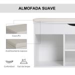 Banco Sapateira com Armazenamento Gaveta Prateleira e Assento Acolchoado para Entrada Estilo Moderno 80x30x47cm Branco
