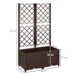 Floreira com Treliça de PP com Drenagem e Amplo Espaço para Plantas Trepadoras Vaso com Suporte para Jardim 80x40x135 cm Marrom