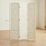 Separador de Ambientes de 3 Painéis Biombo Dobrável 135x180 cm Polipropileno Branco
