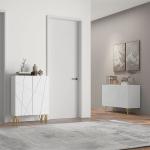 Aparador para Sala Aparador de Entrada com 3 Portas e Prateleiras Ajustáveis para Cozinha Sala 120x40x75 cm Branco Brilhante