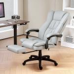 Cadeira de Escritório com Altura Ajustável 6 Pontos de Massagem e Apoio para os Pés Retrátil 68,5x68,5x113 - 121 cm Cinza