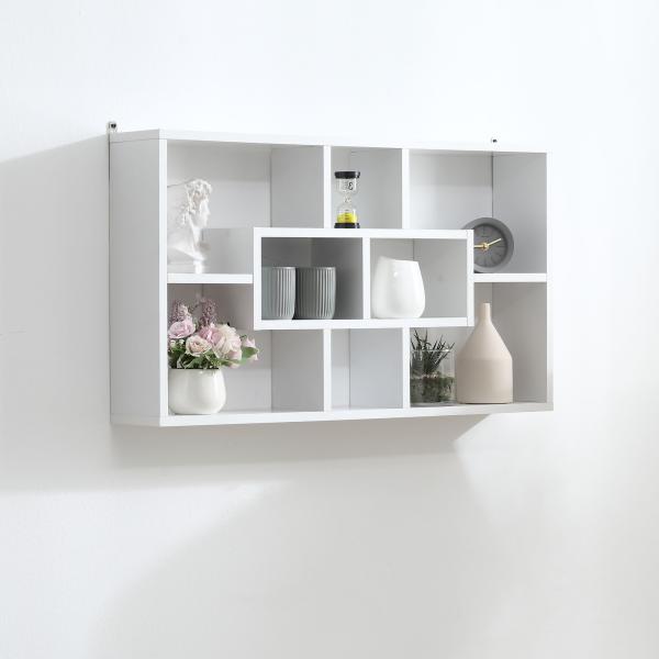 Estante de parede decorativa Conjunto de 8 estantes para CDs Estantes Flutuantes Cubos Modernos 85x14,5x47,5cm Carga 20kg Madeira