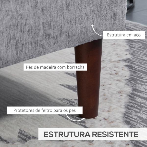 Sofá de Canto com Chaise Longue em Forma de L Estofado em Poliéster para Sala Capacidade 250 kg 215x142x88 cm Cinza