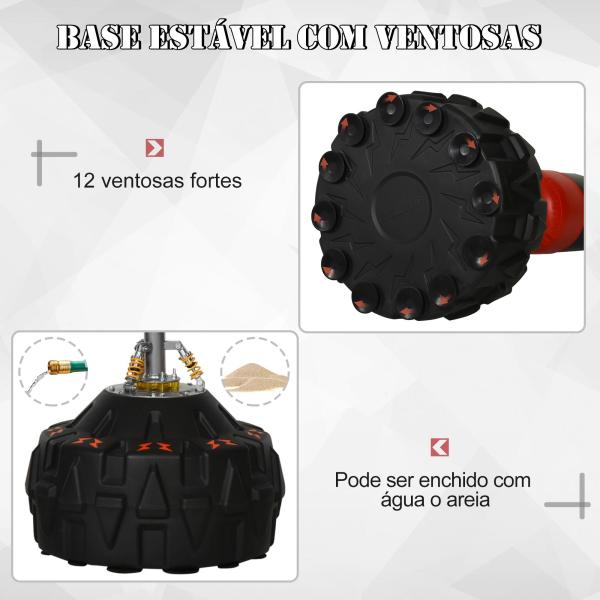 Saco de Boxe em Pé Saco de Boxe para Adultos com Grande Base Preenchível de Areia e Água Ø60x180 cm Preto e Vermelho