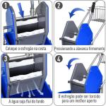 Carro de Limpeza Balde para Esfregona com Escorredor a Pressão Rodas e Cesto de Armazenamento Capacidade 26L 73x45x95 cm Azul