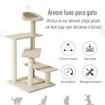 Árvore arranhador para gato com poste cama plataforma com cobertor veludo de sisal 50x50x100cm bege
