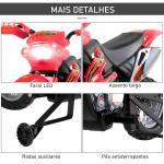 Mota Elétrica para Crianças Bateria 6V para Crianças acima de 3 Anos com Rodas de Apoio 102x53x66 cm Vermelho e Preto
