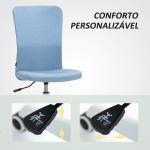 Cadeira de Escritório sem Apoio para os Braços Estofada em Linho Sintético com Altura Ajustável 53x43x85 - 93 cm Azul