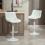 Conjunto de 2 Bancos de Bar Bancos Altos de Cozinha Giratórios com Altura Ajustável e Couro Sintético 47,5x54x92 - 110 cm Branco