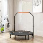 Trampolim Fitness Ø114 Trampolim Dobrável com Pega Ajustável em 4 Níveis Estrutura de Aço Preto e Laranja
