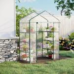 Estufa de Jardim com 8 Prateleiras Cobertura de PVC e Estrutura de Aço 143x73x195 cm Transparente e Verde