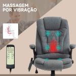 Cadeira de Escritório com 6 Pontos de Massagem Reclinável até 130° com Função de Aquecimento 68x72x110 - 120 cm Cinza