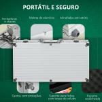 Conjunto de Póquer Profissional com 300 Fichas de 11,5 g 2 Baralhos de Cartas 5 Dados Tapete e Botão de Crupiê para 7 - 8 Jogadores com Fechadura Prata