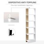Estante de Armazenamento com 5 Prateleiras Estante Multiuso para Escritório 45x21x170cm Branco e Carvalho