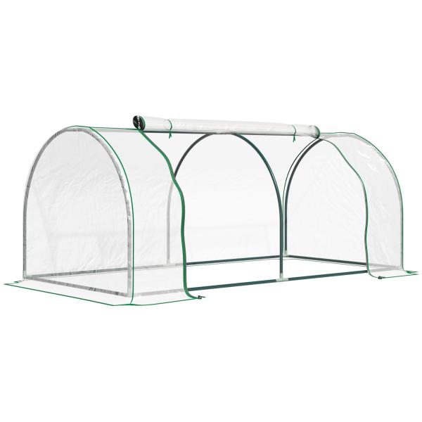 Estufa 200x100x80cm para Jardim Terraço Cultivo de Plantas Estufa com Estrutura de Aço Cobertura PVC Transparente