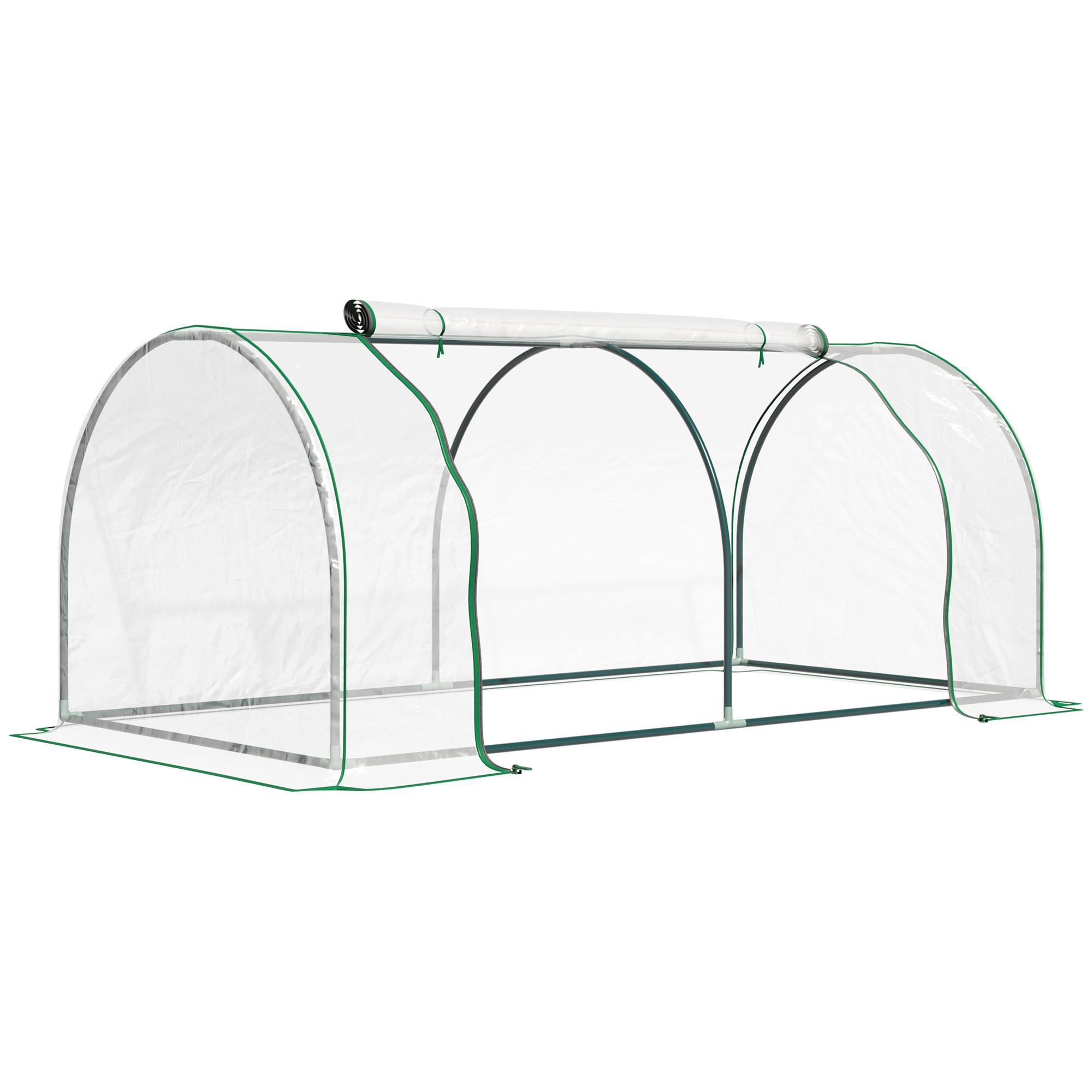 Estufa 200x100x80cm para Jardim Terraço Cultivo de Plantas Estufa com Estrutura de Aço Cobertura PVC Transparente