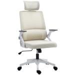 Cadeira de Escritório de Malha Giratória com Altura e Apoio para a Cabeça Ajustáveis 58x61x102 - 119 cm Bege