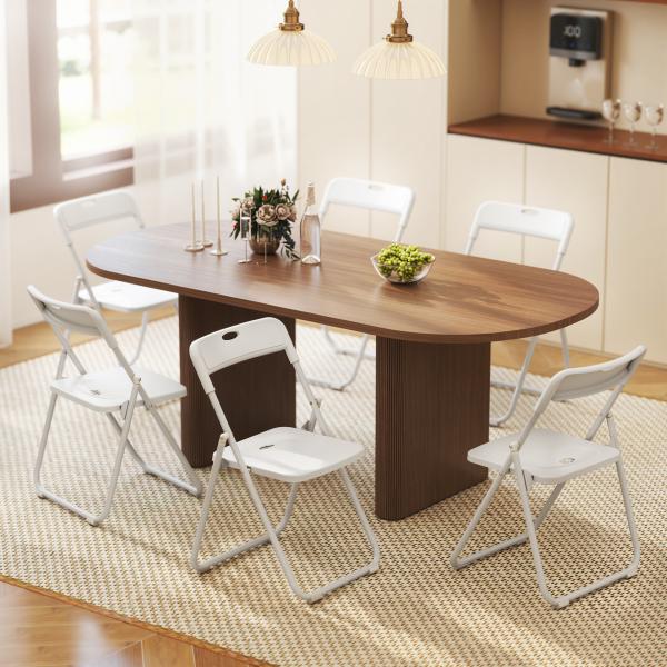 Conjunto de 6 Cadeiras Dobráveis com Encosto Curvo Assento Côncavo com Ventilação 48,5x47x75 cm Branco