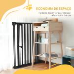 Barreira para Cães de Aço Barreira de Segurança para Animais de Estimação Dobrável de 3 Painéis Duplo Fechamento 206x90 cm Preto