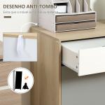Aparador Auxiliar Móvel de Armazenamento com 2 Armários Fechados e 2 Gavetas Pés Elevados de Madeira de Pinho para Cozinha Dormitório Entrada 100x40x79,5cm Branco Cinza Madeira