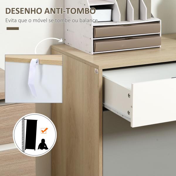 Aparador Auxiliar Móvel de Armazenamento com 2 Armários Fechados e 2 Gavetas Pés Elevados de Madeira de Pinho para Cozinha Dormitório Entrada 100x40x79,5cm Branco Cinza Madeira