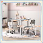 Mesa e Cadeiras para Crianças de 3 Peças com Altura Ajustável para Sala de Jogos Quarto Escola Infantil Branco e Cinza